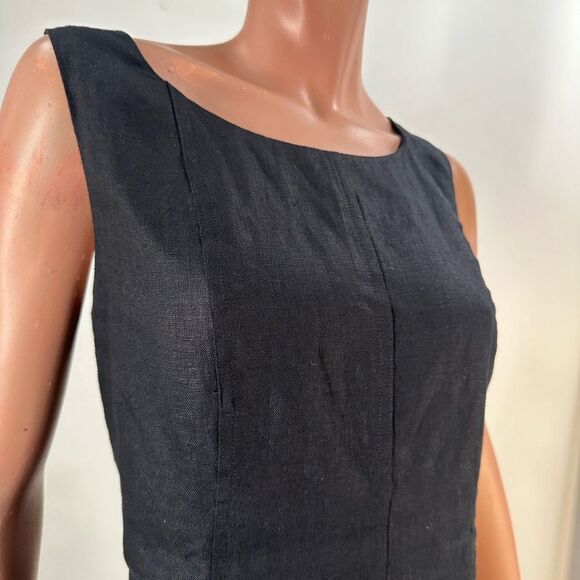 Reformation Amorette 100% Linen Dress Low Back Black size 10 - Picture 10 of 11